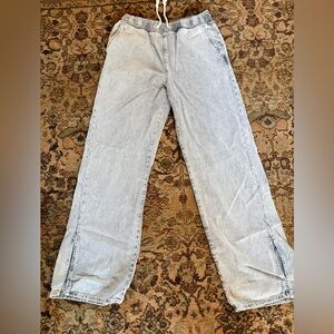 Pilcro drawstring jeans Anthropologie Light Gray Denim Pants size small